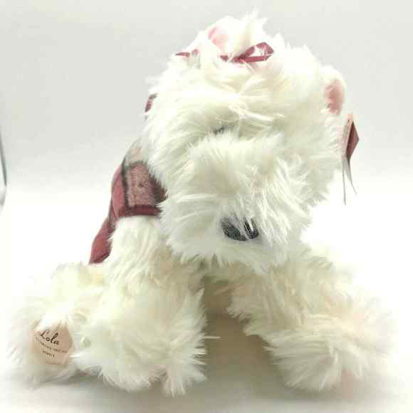 Plush LOLA Victoria Secret Dog 2001 Stuffed Animal Toy Fluffy White Plaid Coat - Picture 12 of 12
